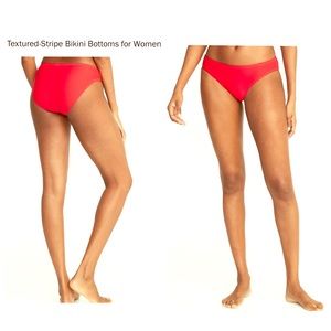 NWT Textured-Stripe Bikini Bottoms